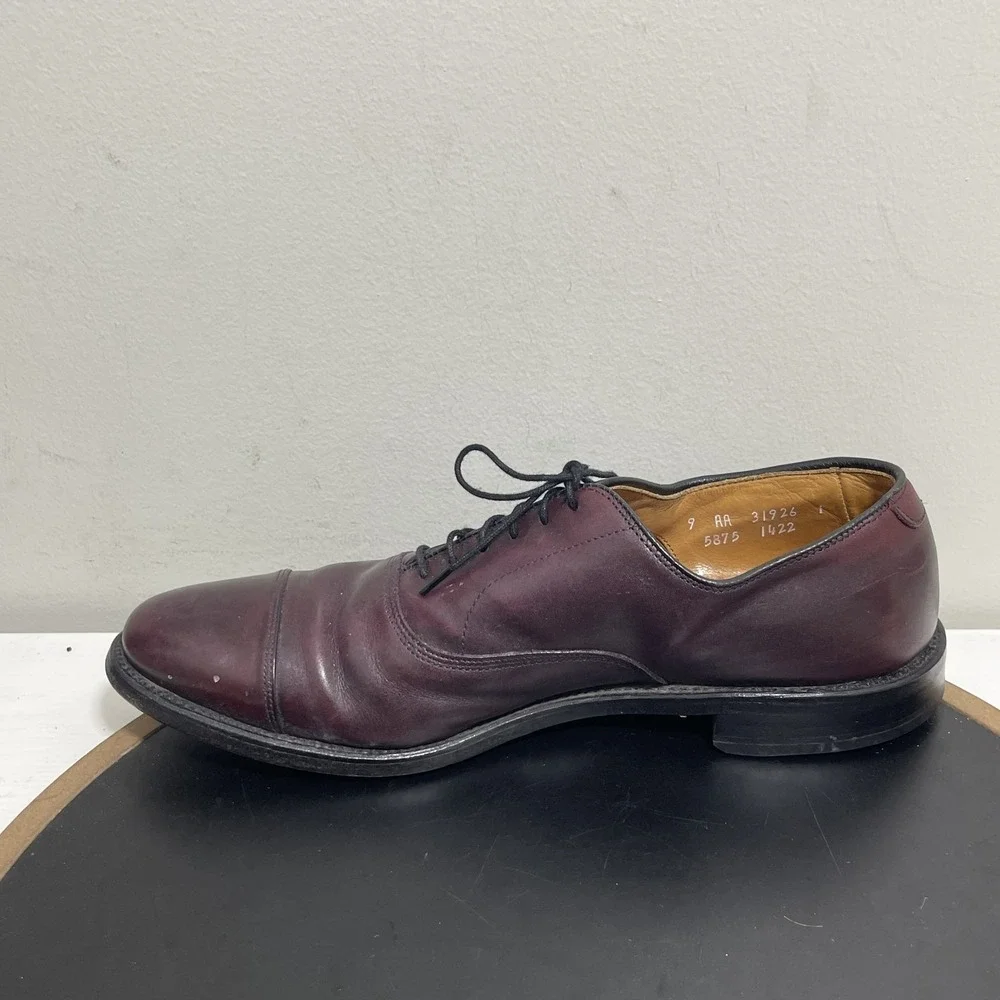 Allen Edmonds Park Avenue Men 9 AA Oxford Cap Toe Merlot Burgundy Quiet Luxury